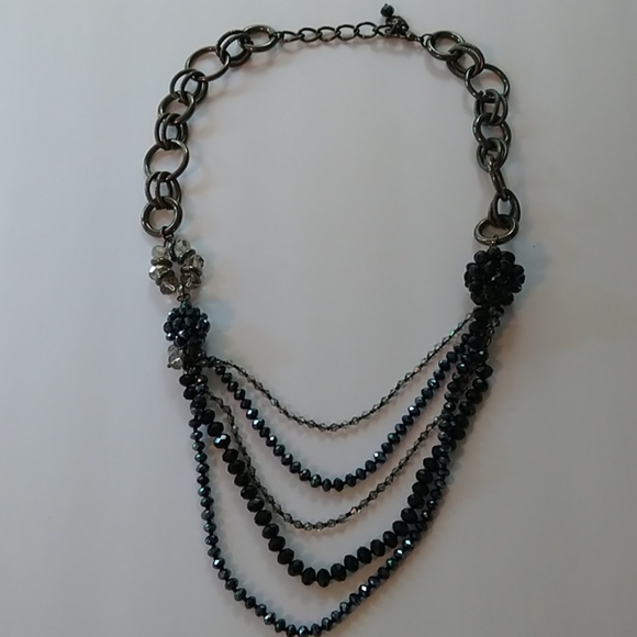 Large Beaded Chain Long Statement Necklace - Picture 2 of 9